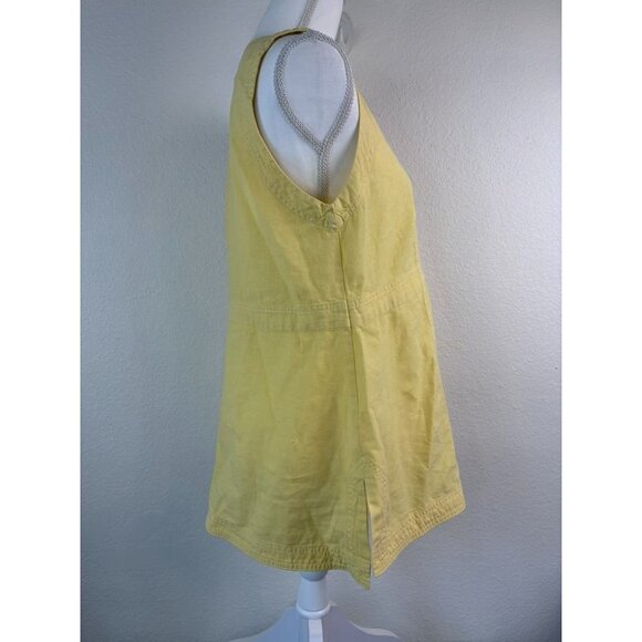 Pilcro women's XS yellow linen cotton v-neck sleeveless tunic top - Picture 3 of 6